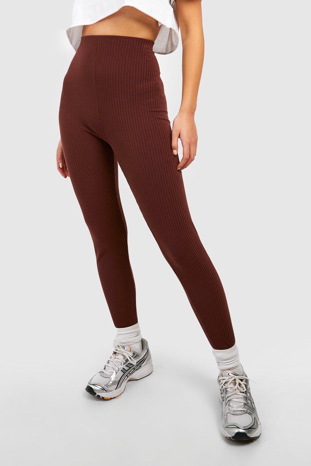 Tall Thick Ribbed Mid Rise Basic Leggings