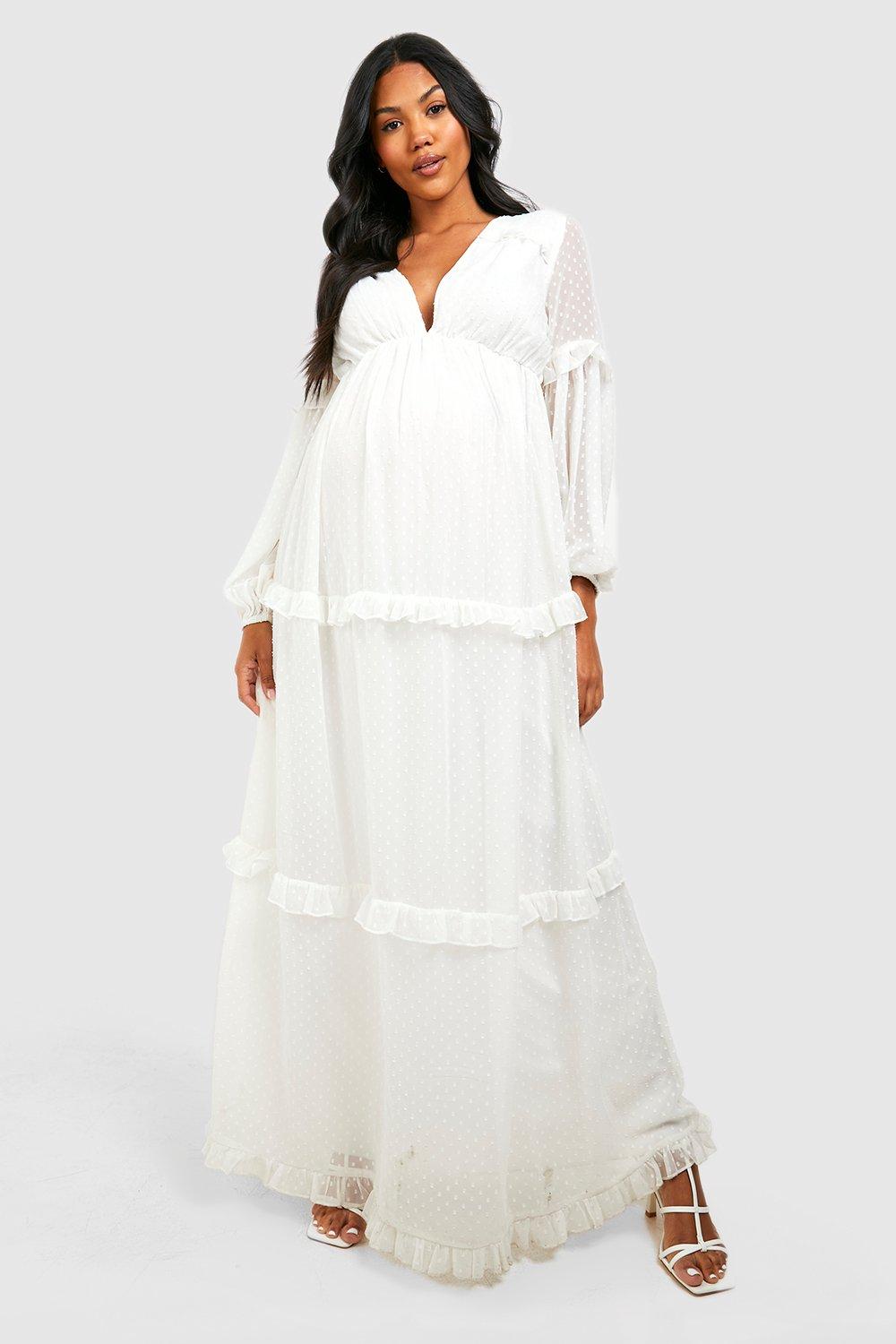 white maternity maxi dress