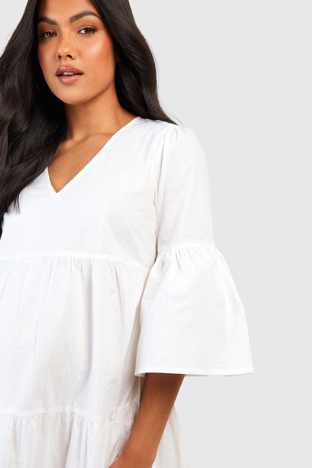 White layered smock store dress