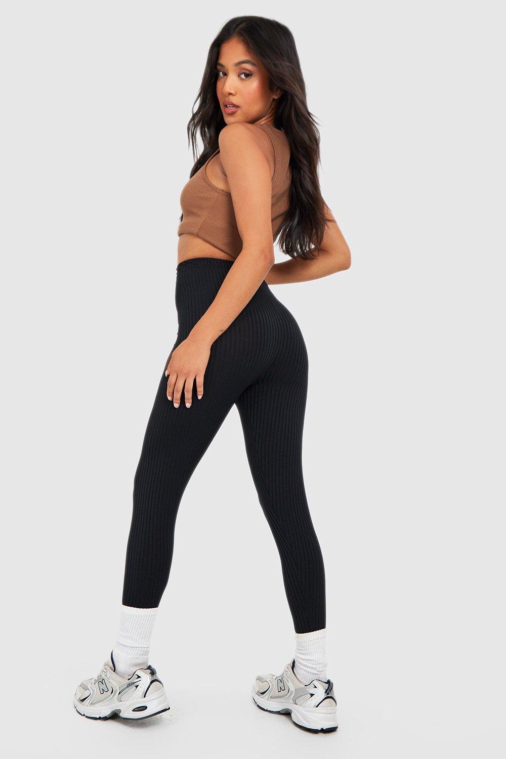 Harlie Black Ribbed High Waisted Leggings