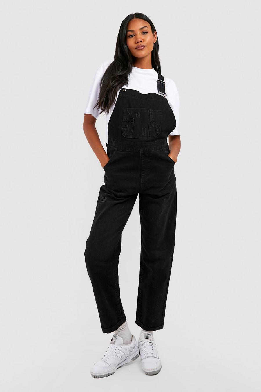 Maternity Black Washed Overall