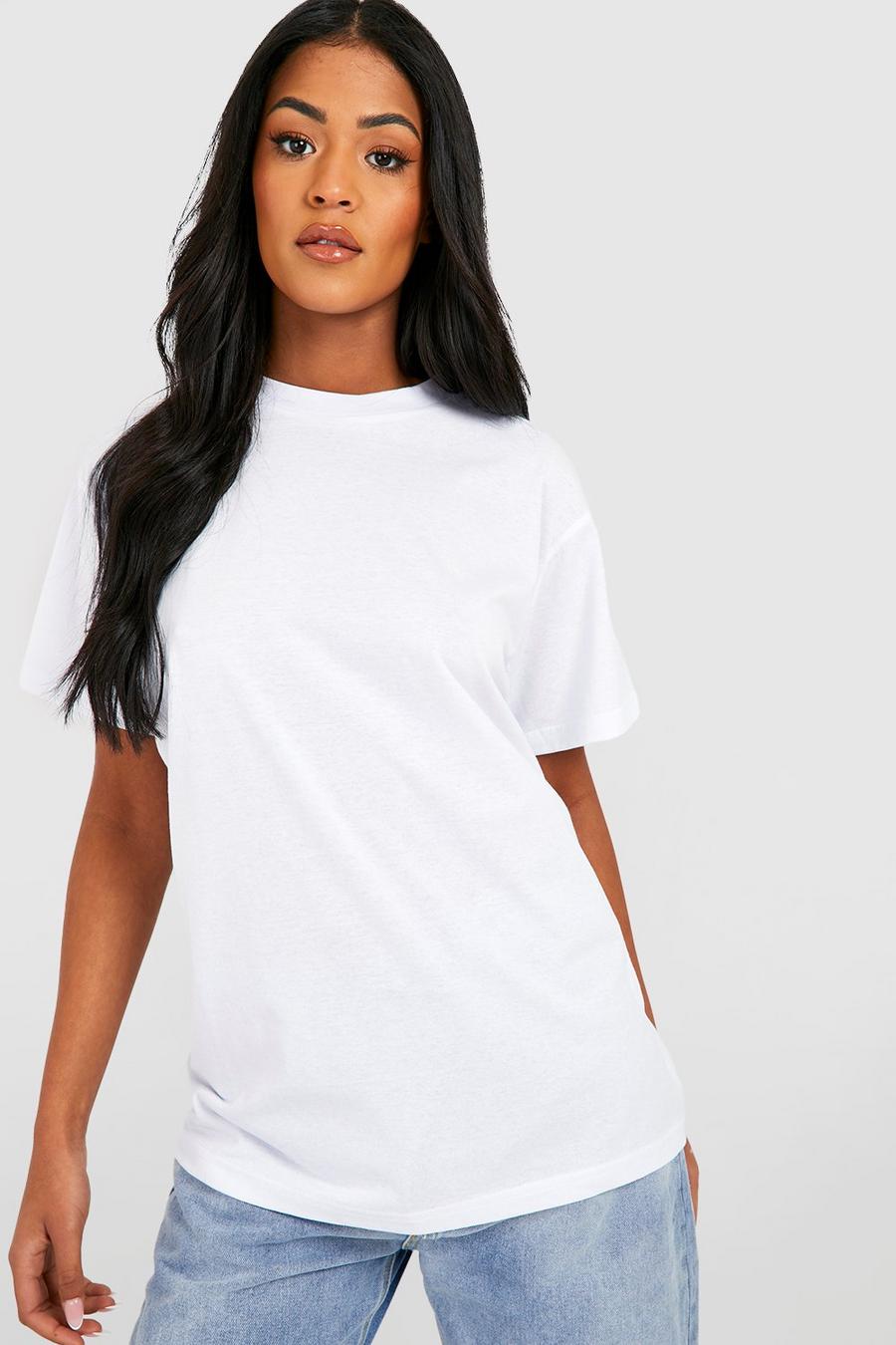 White Maternity Super Oversized Crew Neck Basic Cotton T-shirt
