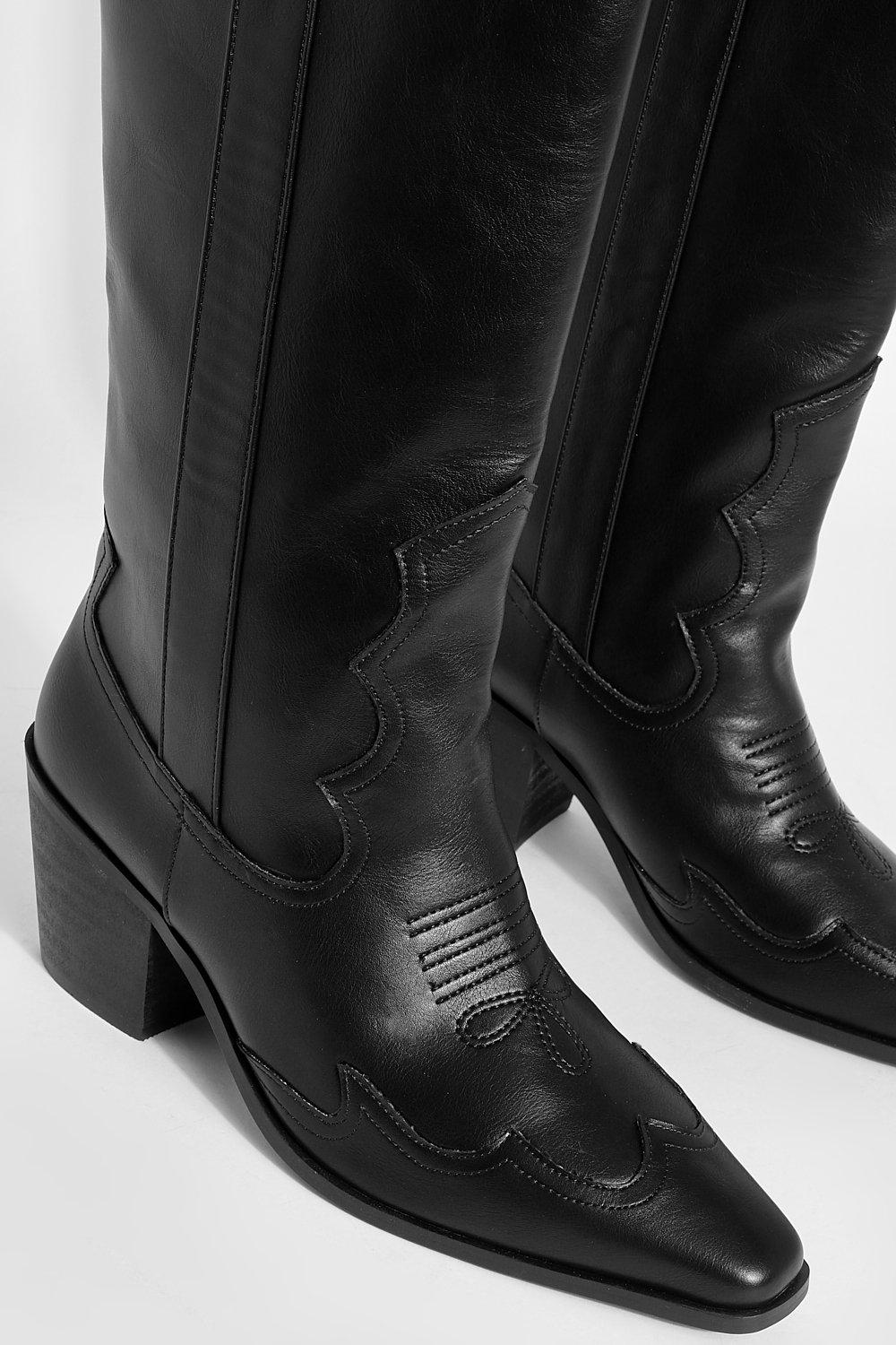 Black heeled cheap western boots