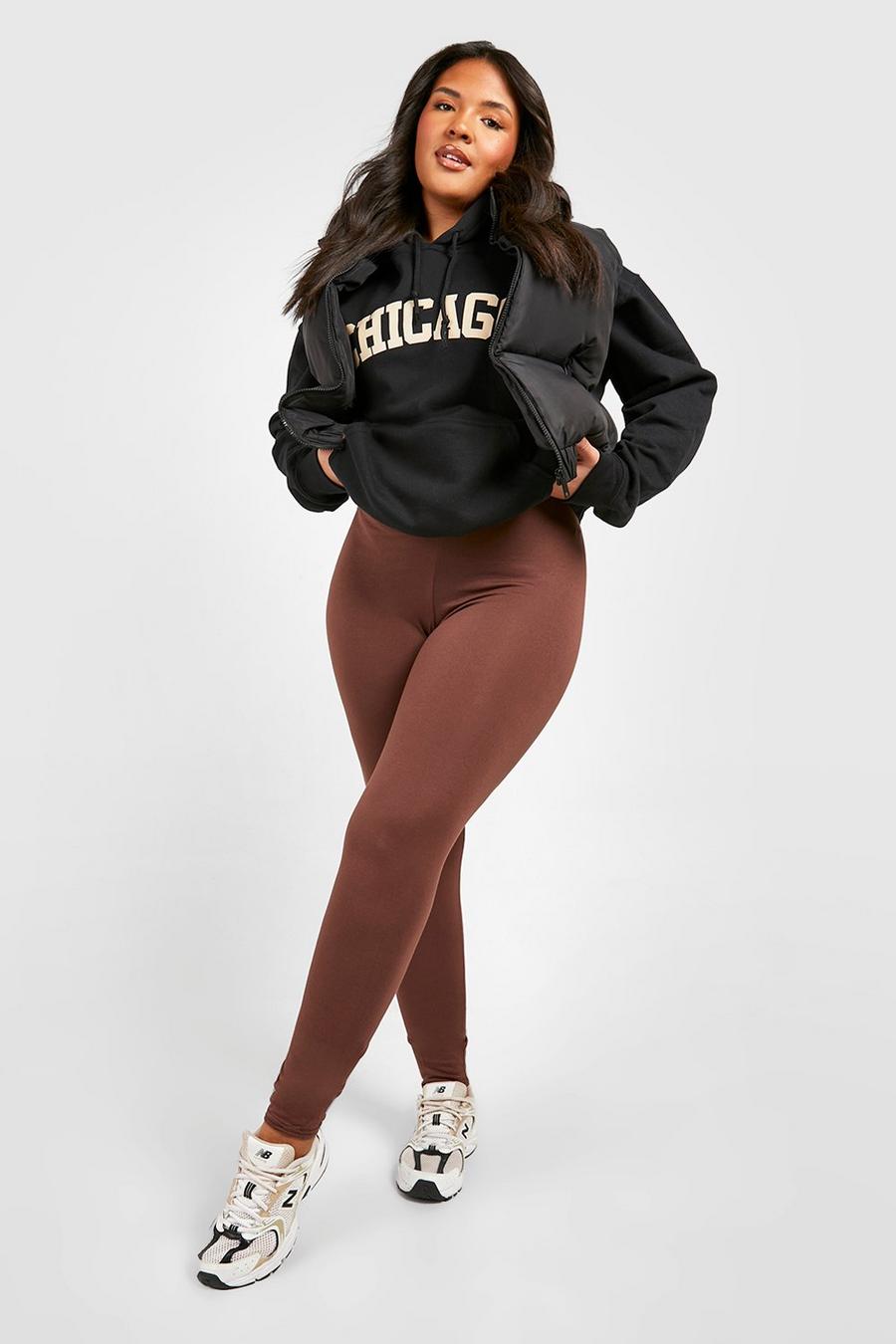 Chocolate Plus High Waisted Ruched Bum Basic Leggings image number 1