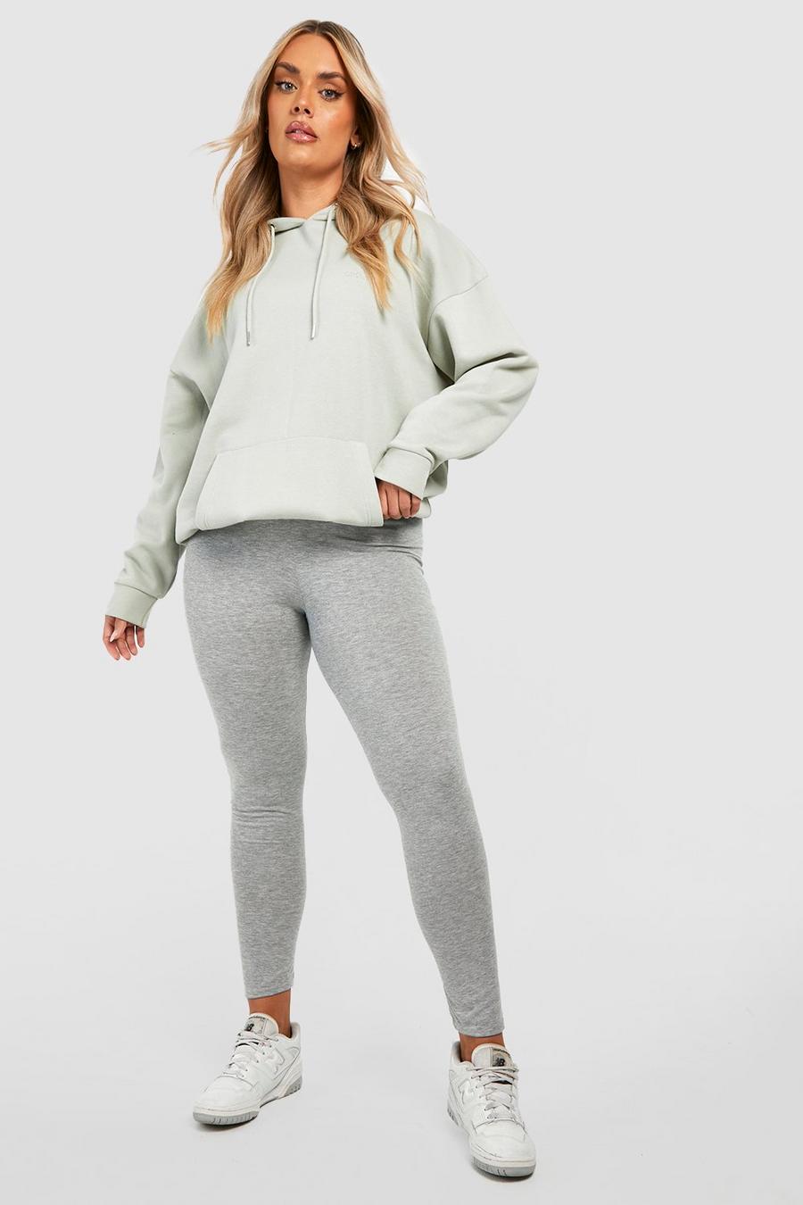 Grey gris Plus High Waisted Ruched Bum Basic Leggings