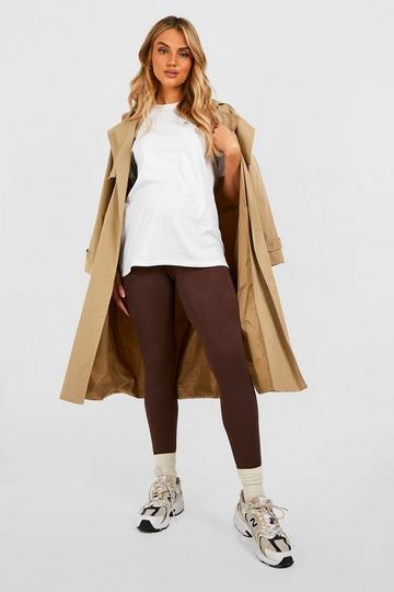 Maternity High Waisted Basic Leggings chocolate