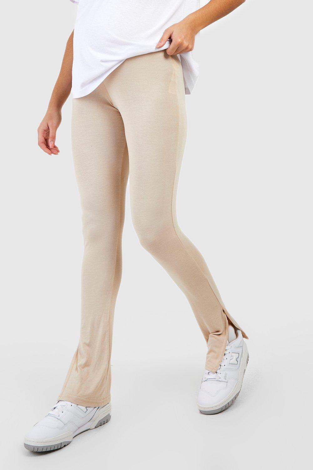 Cotton Rib Split Hem Leggings