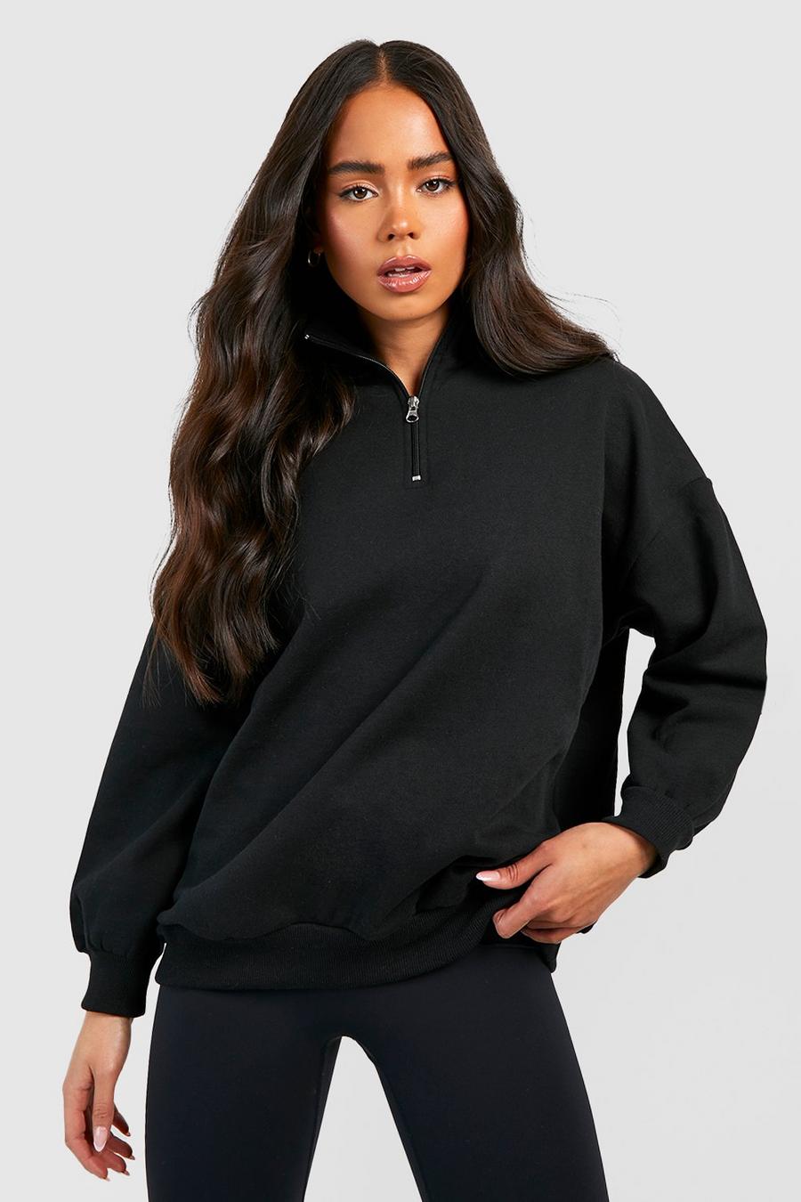 Black Petite Half Zip Sweatshirt image number 1