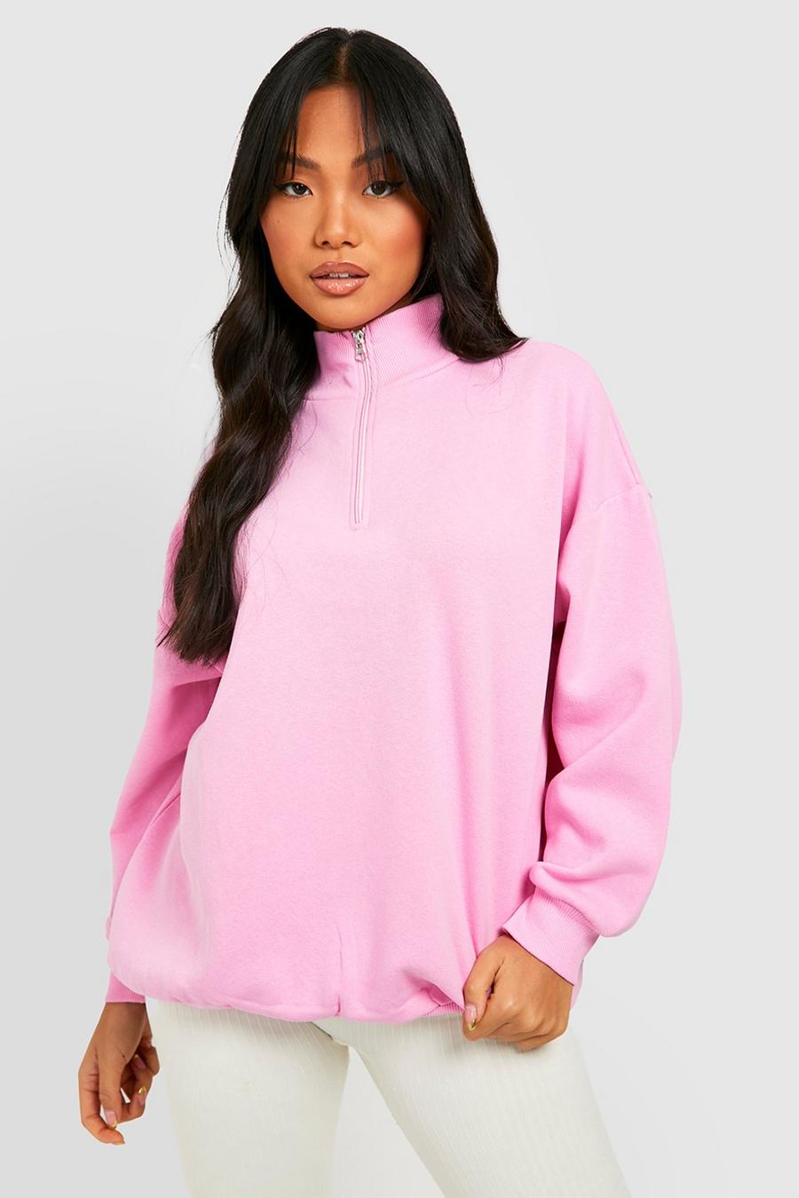 Pink Petite Half Zip Sweatshirt image number 1