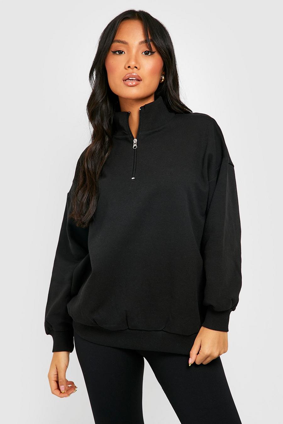 Black Petite Half Zip Sweatshirt