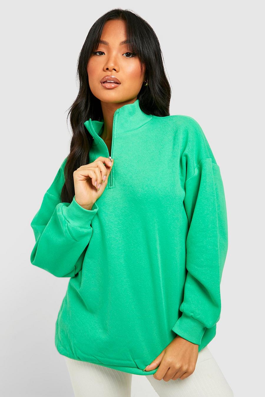 Green Petite Half Zip Sweatshirt image number 1