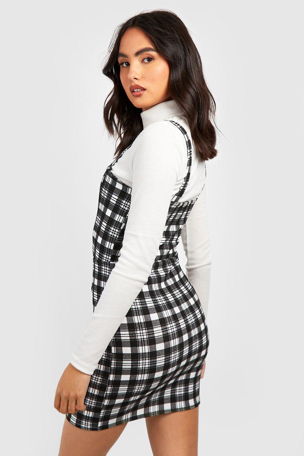 Boohoo checkered dress best sale