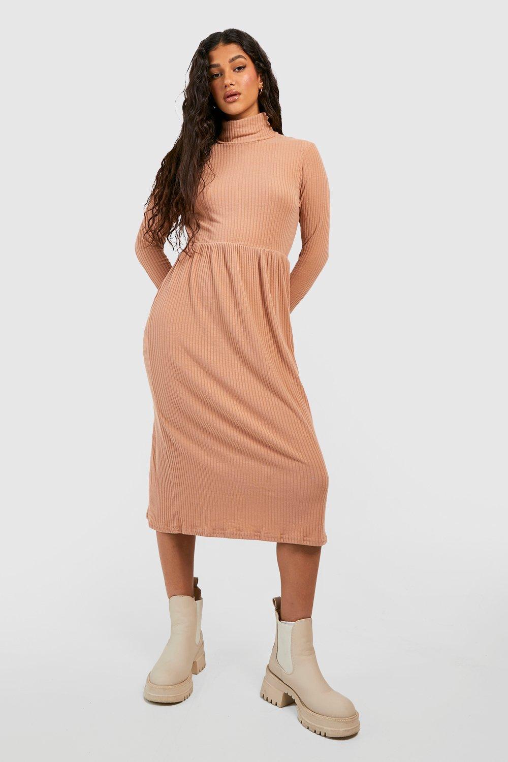 Boohoo ribbed hot sale midi dress