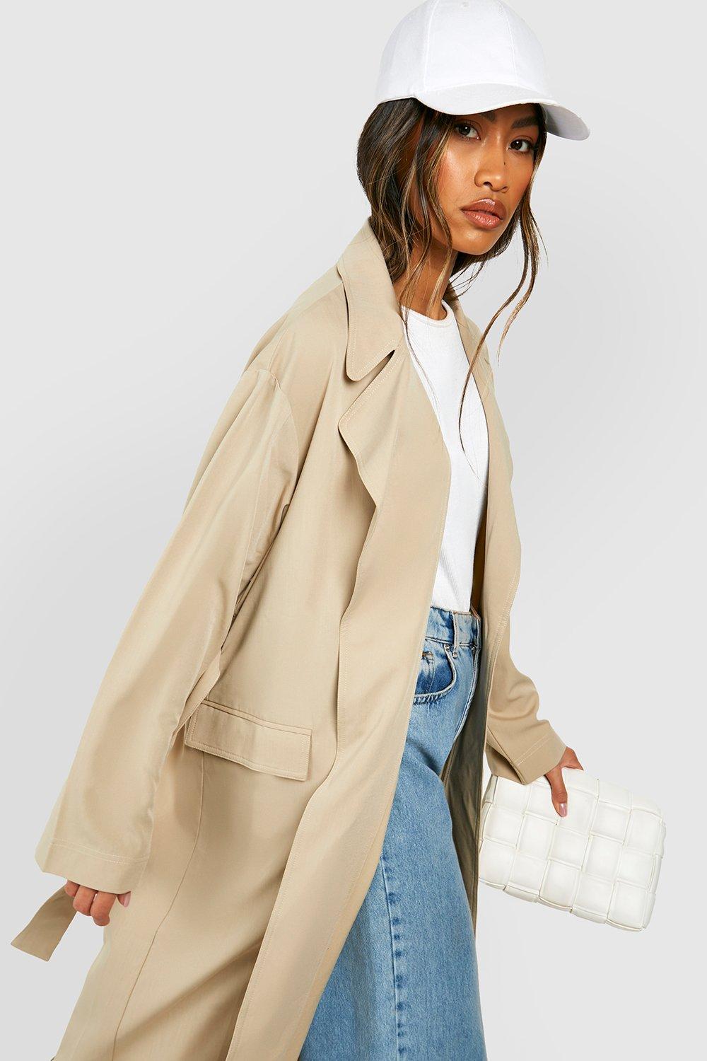 Boohoo belted trench coat sale