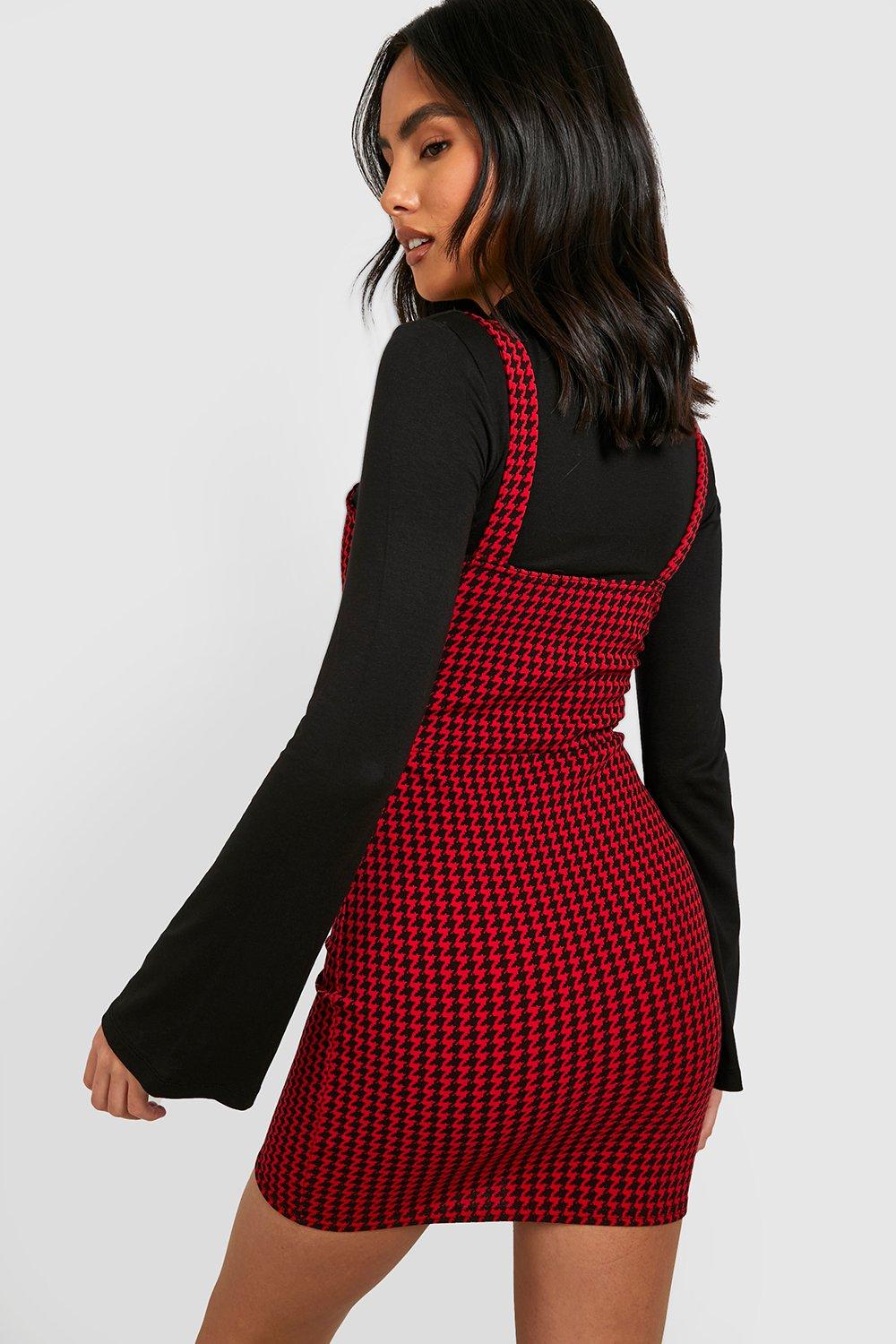 Boohoo dogtooth hot sale dress