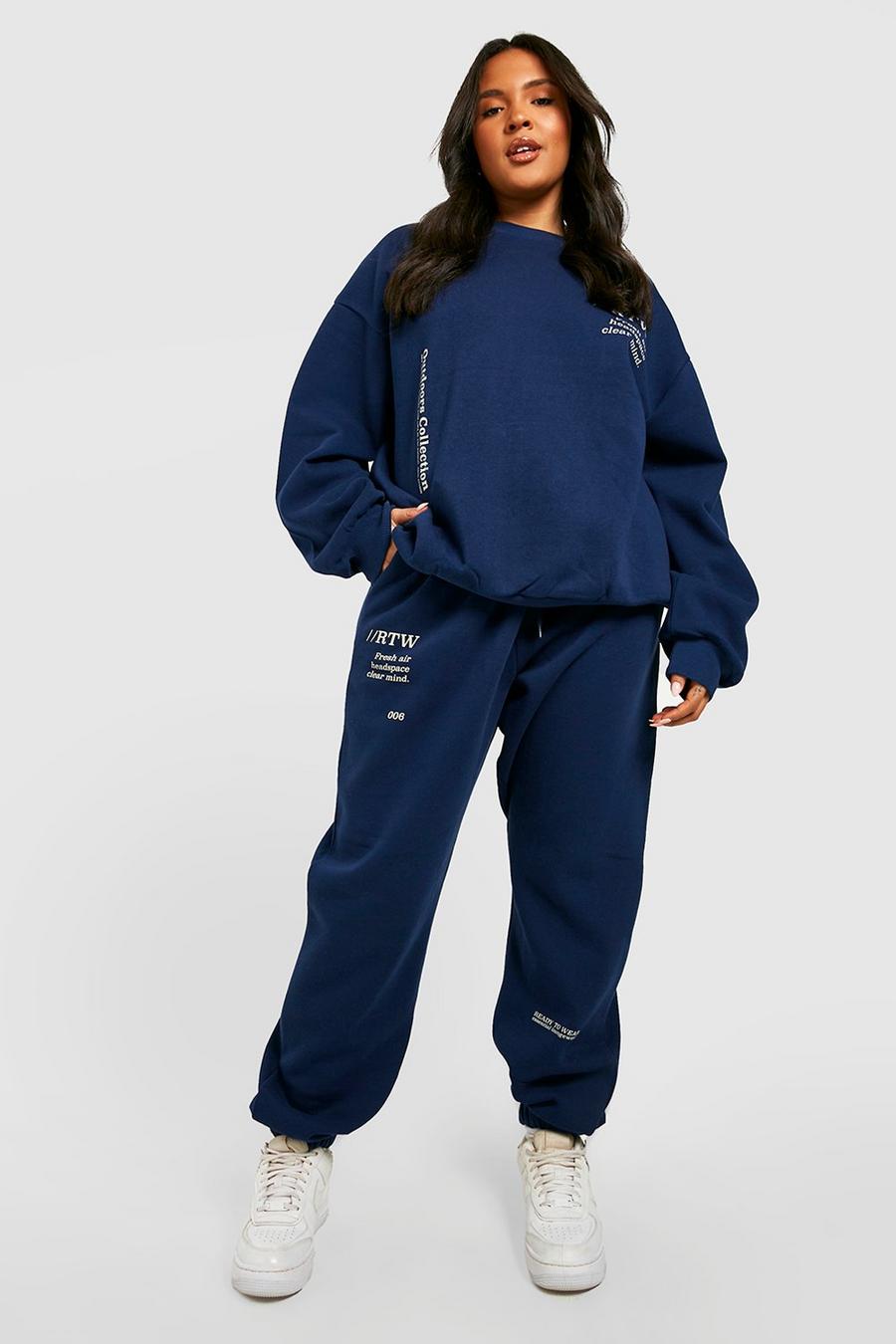 Navy Plus Multi Embroidered Sweater Tracksuit  image number 1