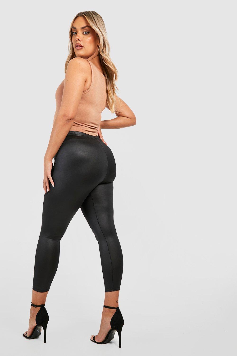 Plus 3 Pack High Waisted Wet Look Leggings