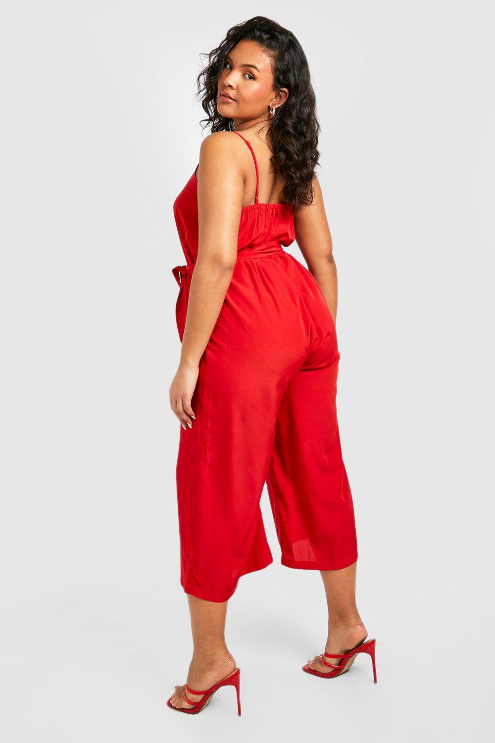 Red 2024 jumpsuit boohoo