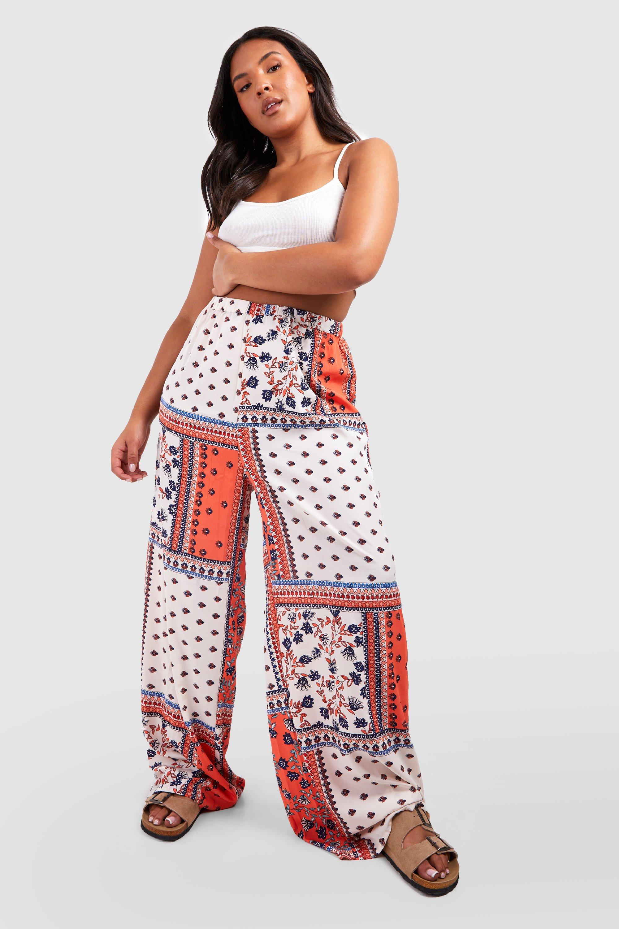 Plus Paisley Print Wide Leg Trouser