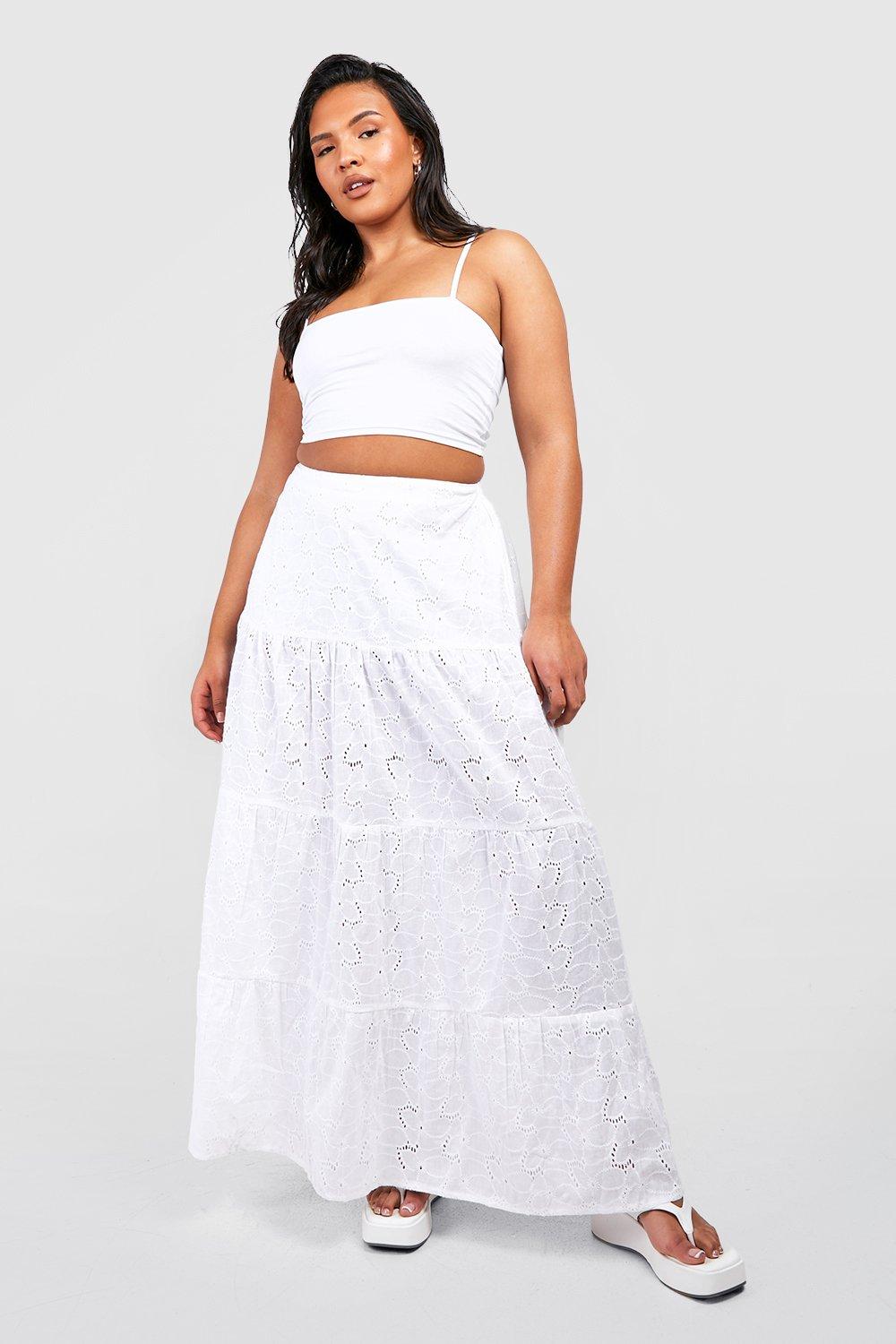 Plus size clearance white maxi skirt