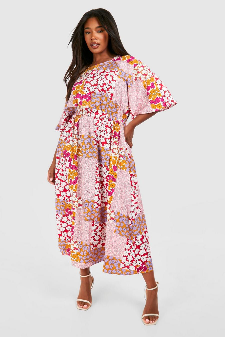 Grande taille - Robe fleurie à manches larges, Multi