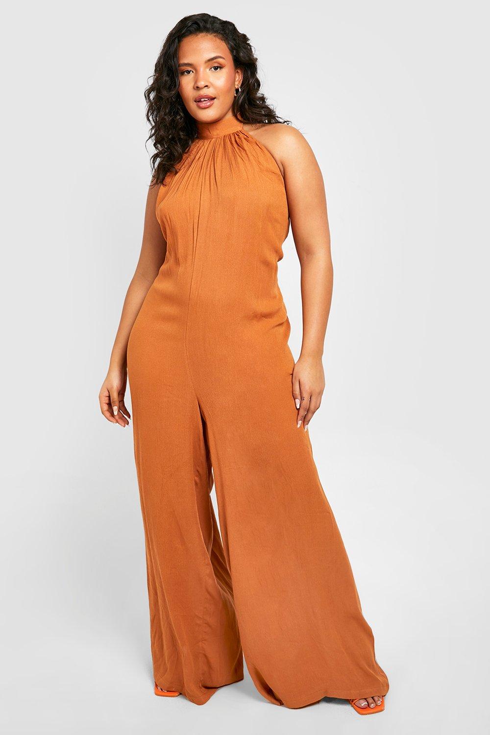 Plus size halter jumpsuit clearance