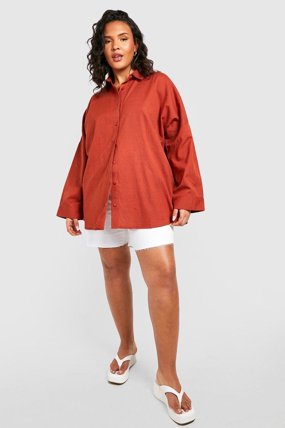 Plus size hot sale linen shirts uk