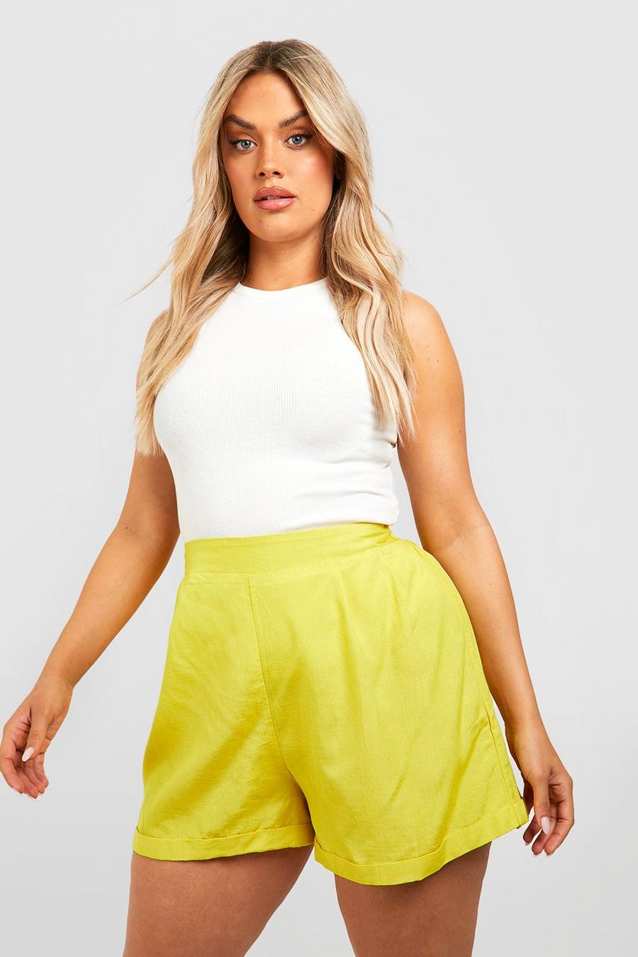 Chartreuse yellow Plus Basic Linen Flippy Short