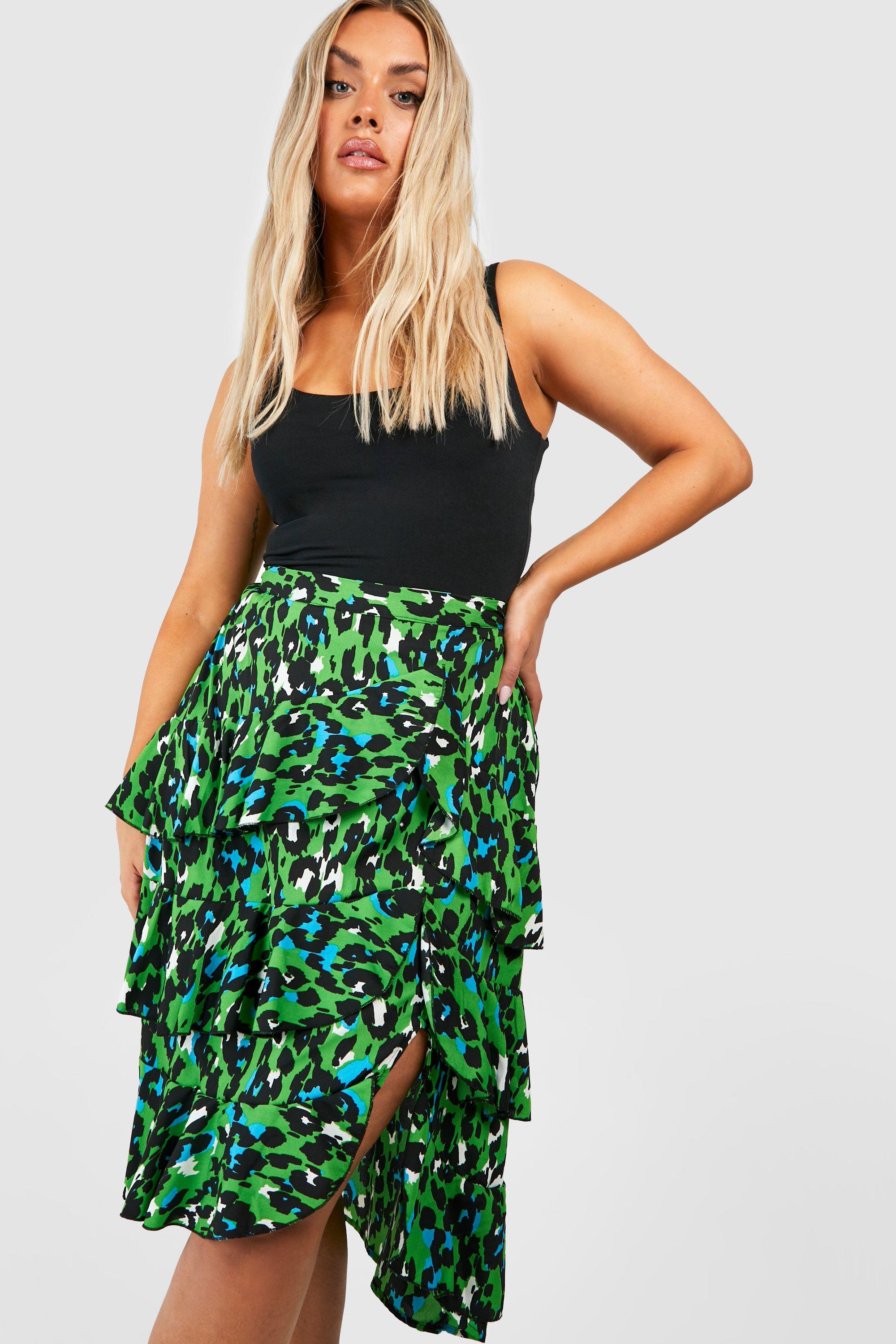 Leopard ruffle 2025 midi skirt