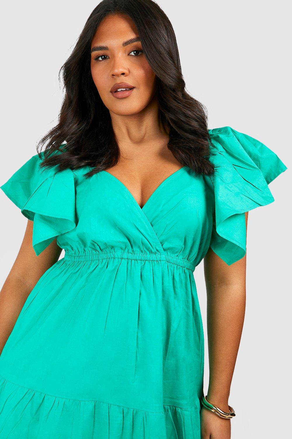 Grande taille Robe mi longue en coton volants boohoo