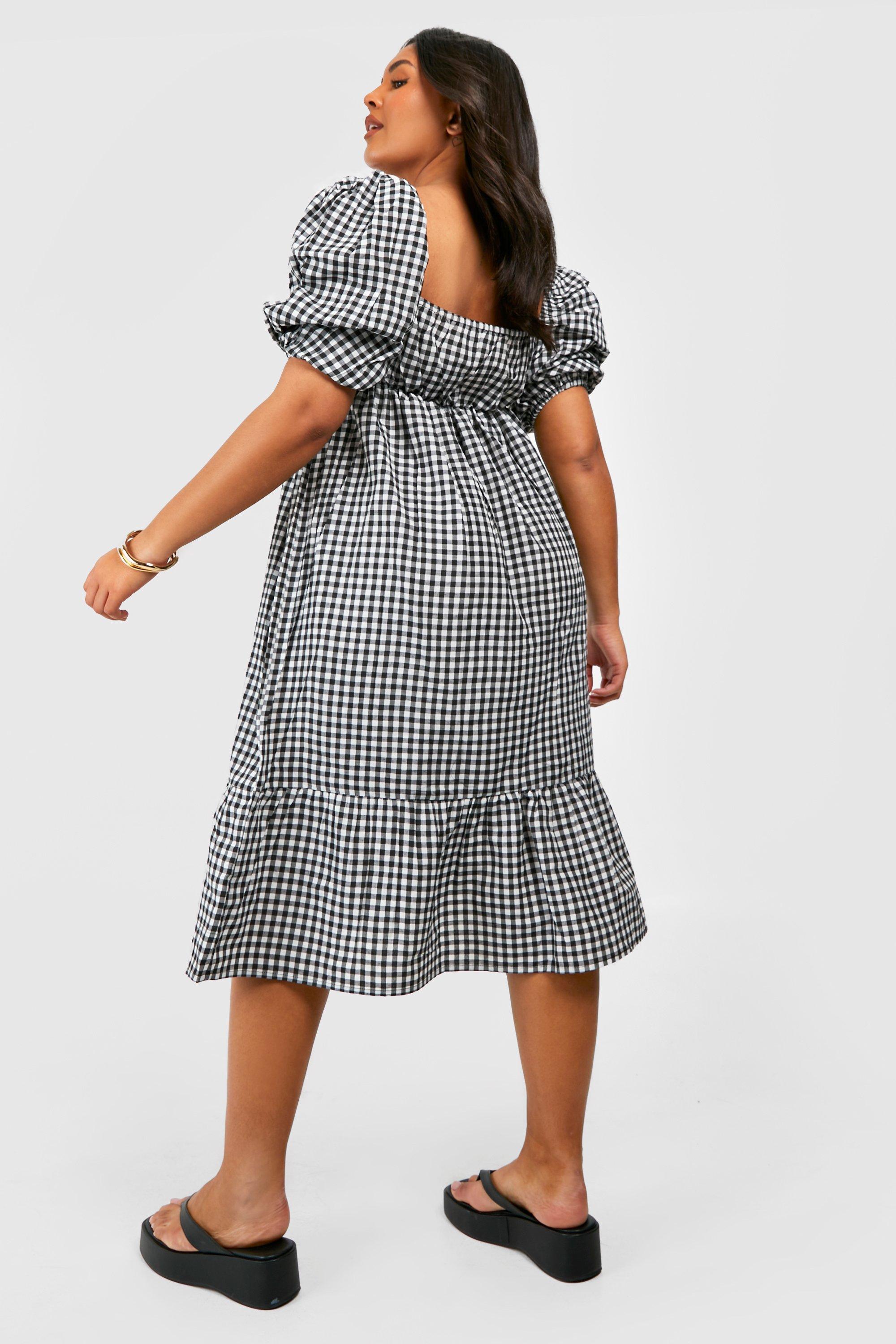 Gingham dress hot sale boohoo