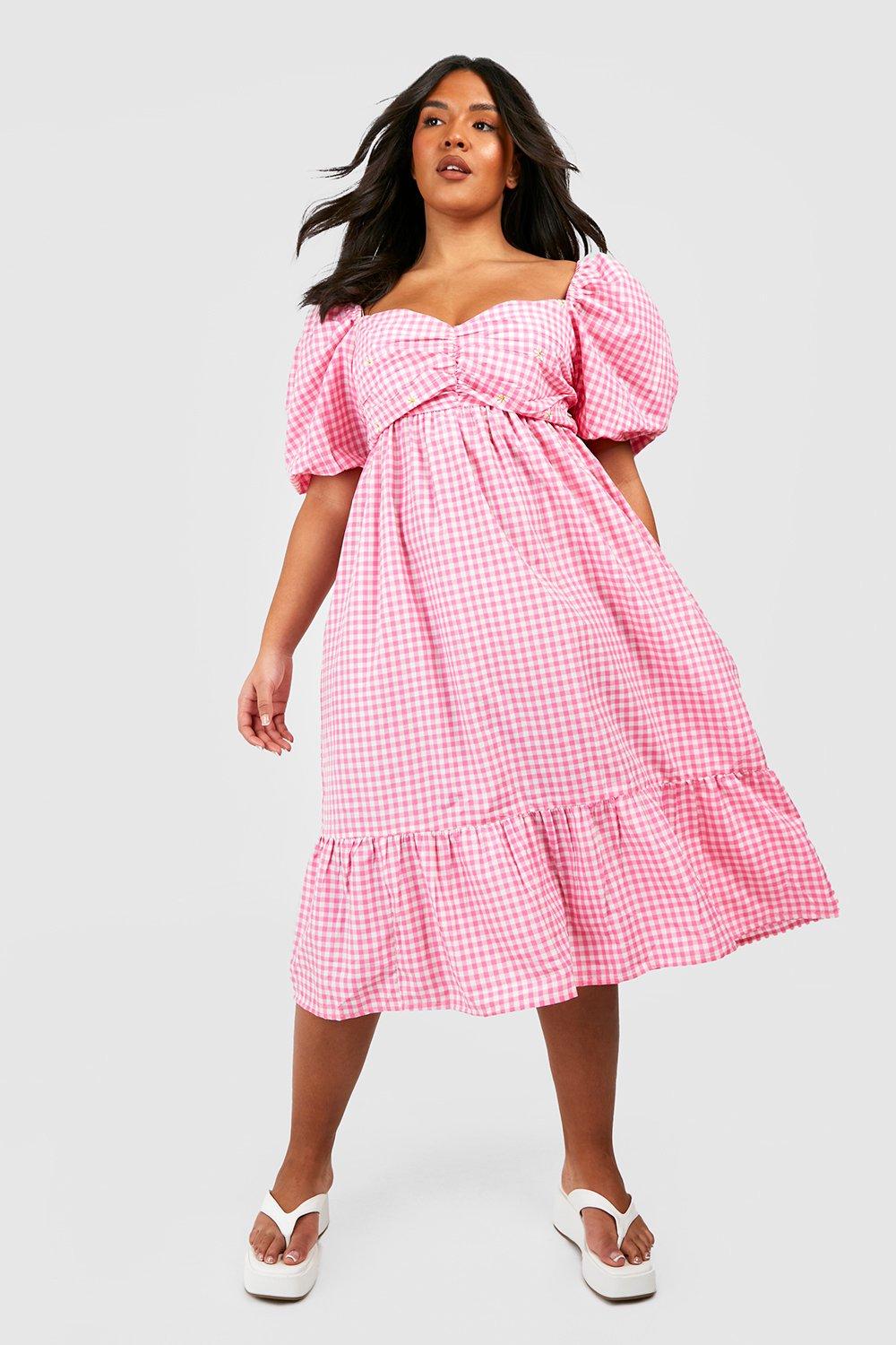 Plus size 2025 gingham dress