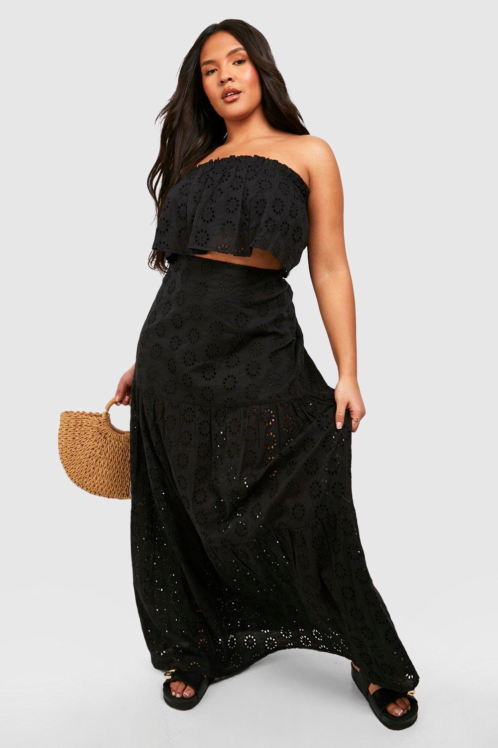 Black maxi hot sale skirt plus