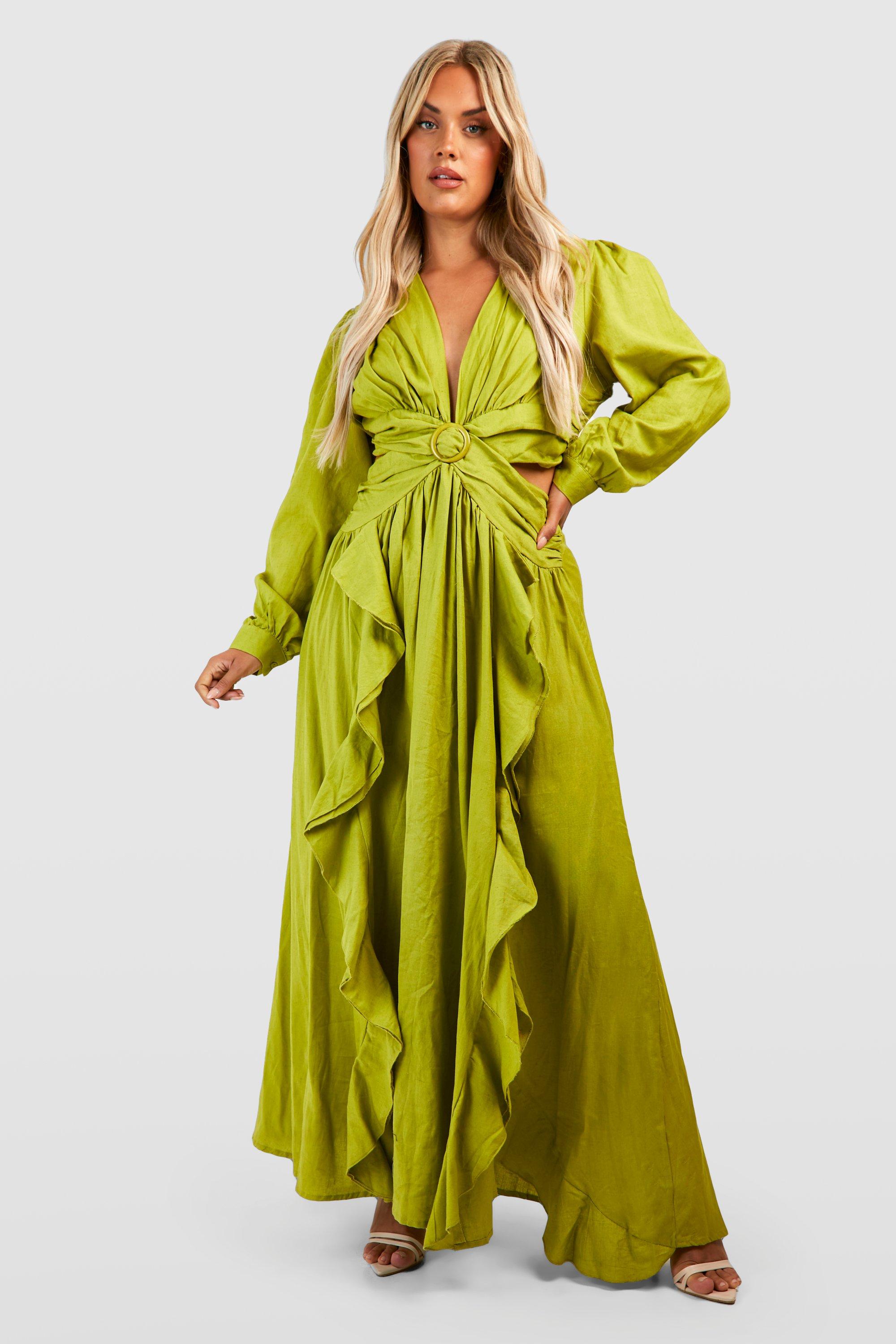 Boohoo ruffle sale maxi dress