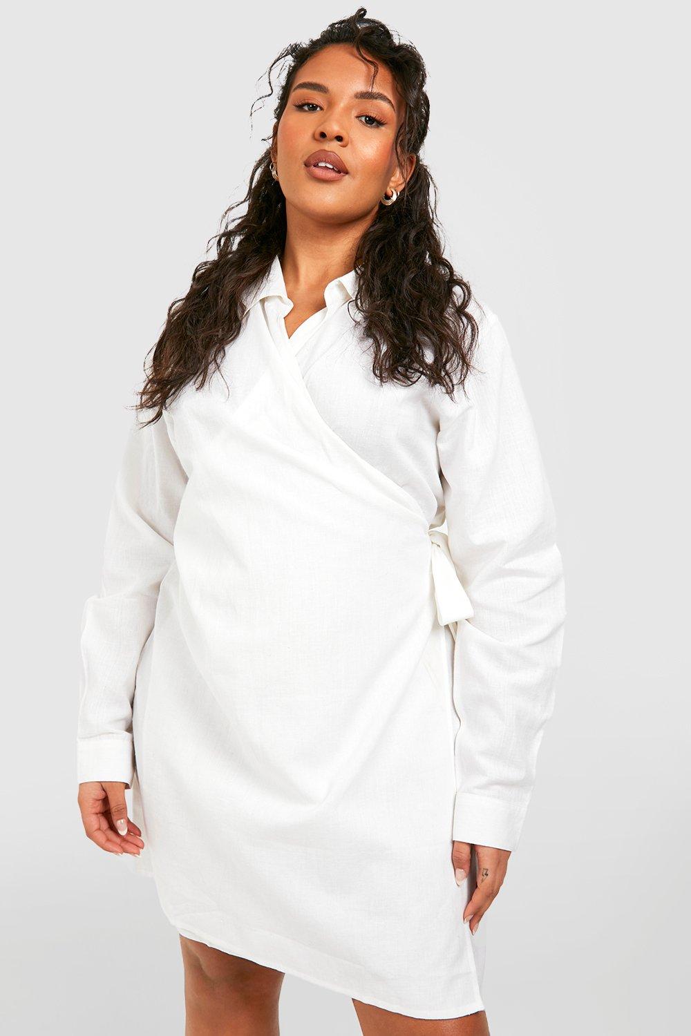 Plus Size White Button Down Shirt Dress | tunersread.com