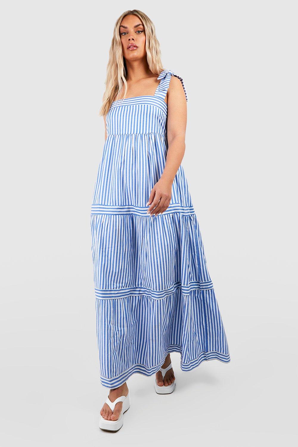 Grande taille - Robe longue nouée rayée | boohoo FR