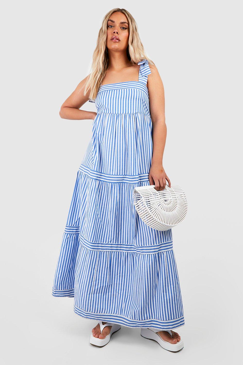 Plus Stripe Tie Strap Maxi Dress boohoo AU