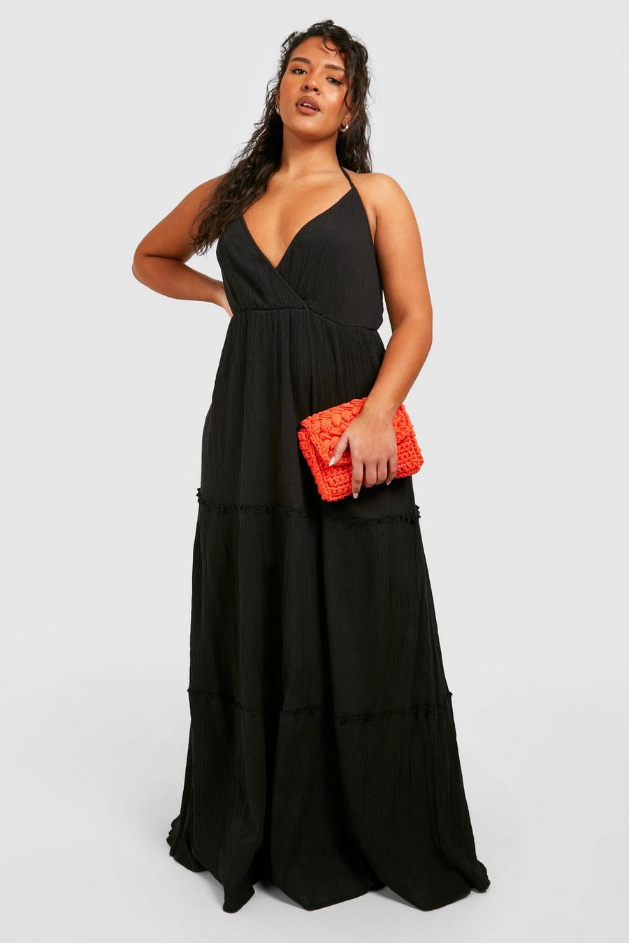 Black Plus Cheesecloth Tiered Maxi Dress image number 1