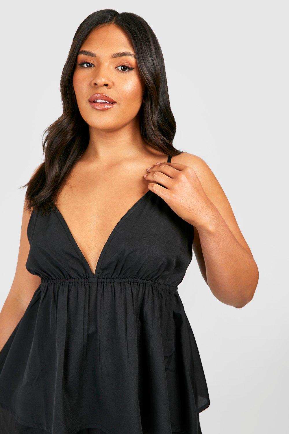 Black strappy cami best sale top