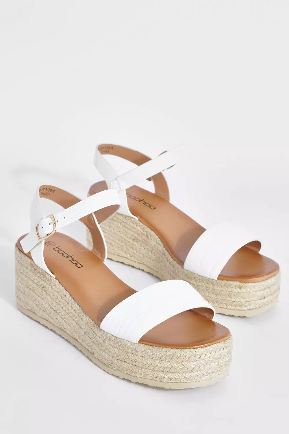 White Wide Fit Croc 2 Part Mid Height Wedge alternative image