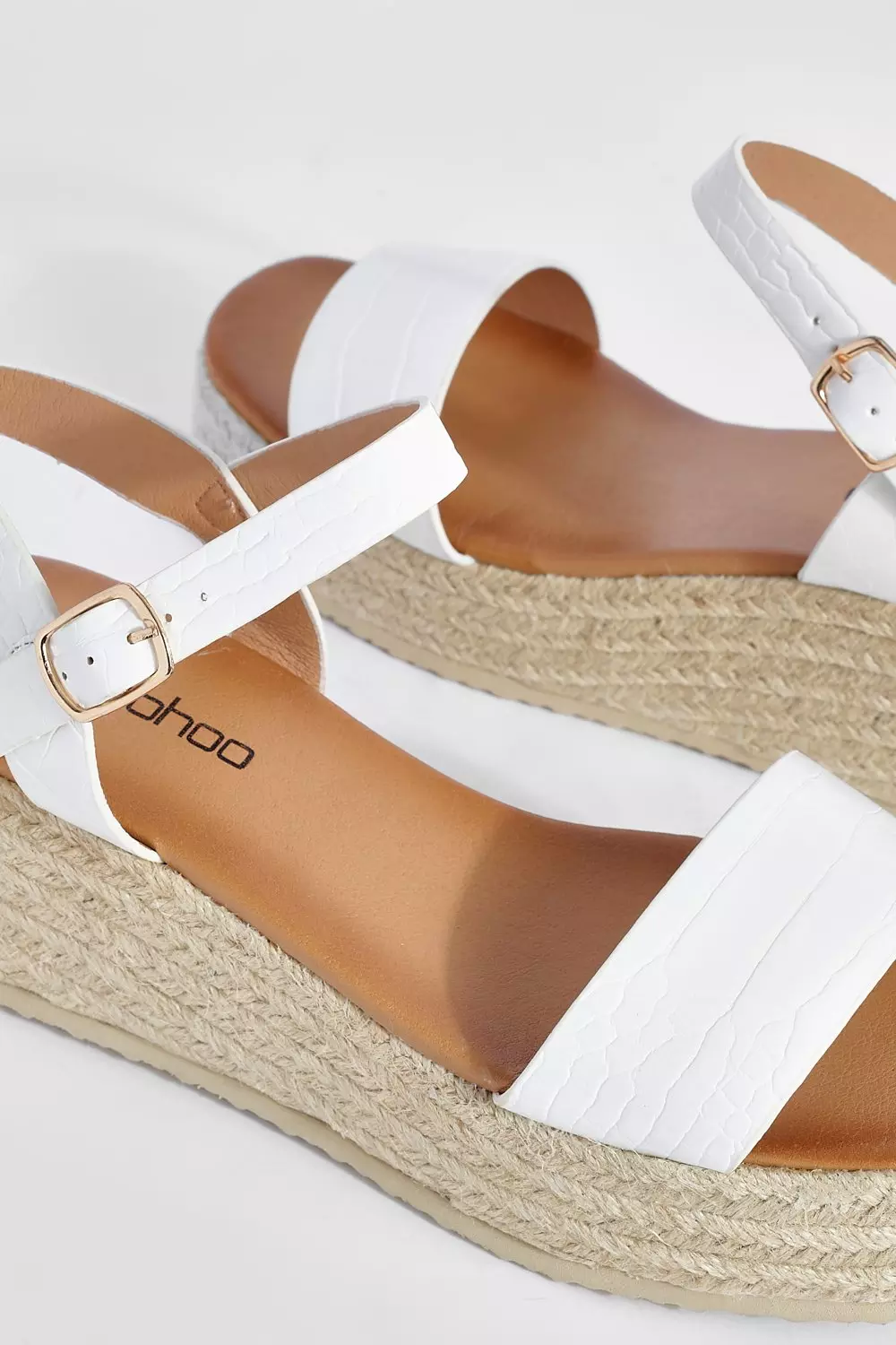 White Wide Fit Croc 2 Part Mid Height Wedge alternative image
