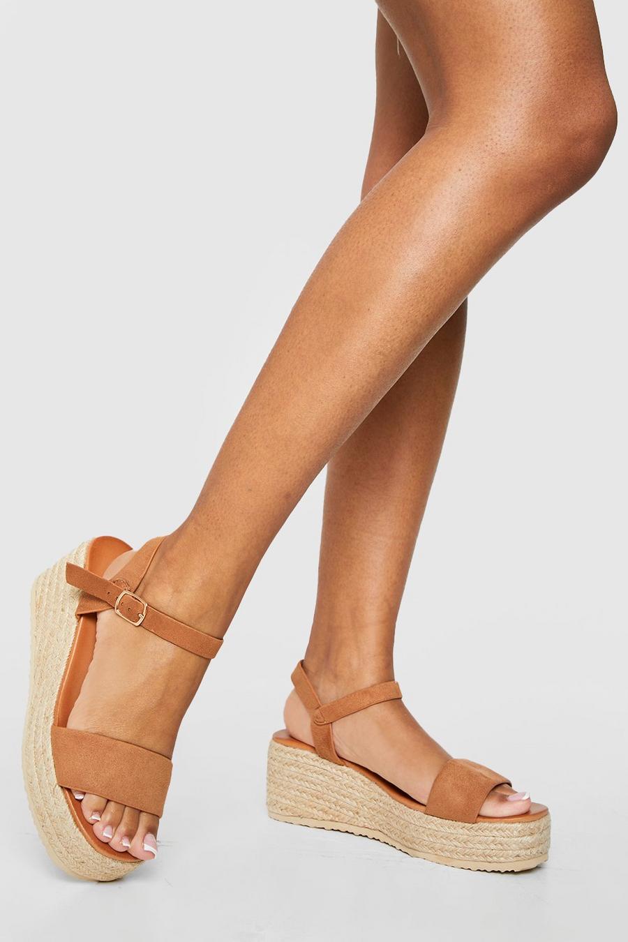 Tan Wide Fit 2 Part Mid Height Wedge image number 1