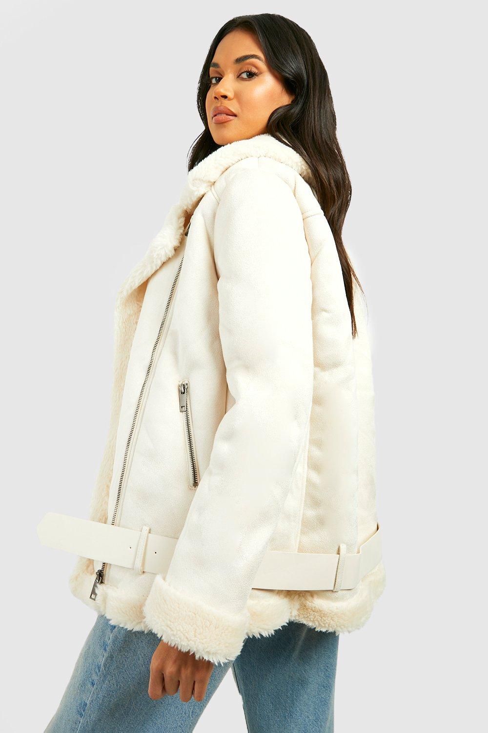 Belted aviator outlet jacket beige