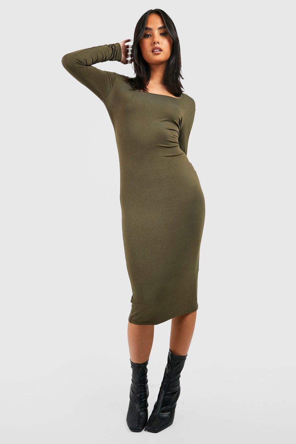 Boohoo square outlet neck midi dress