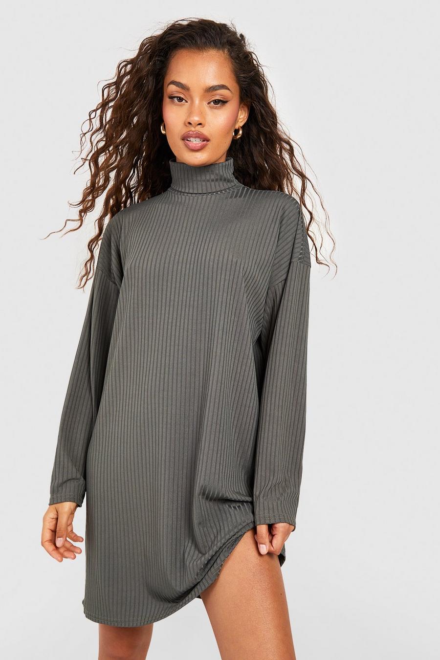 Olive Rib Sweater Dress image number 1