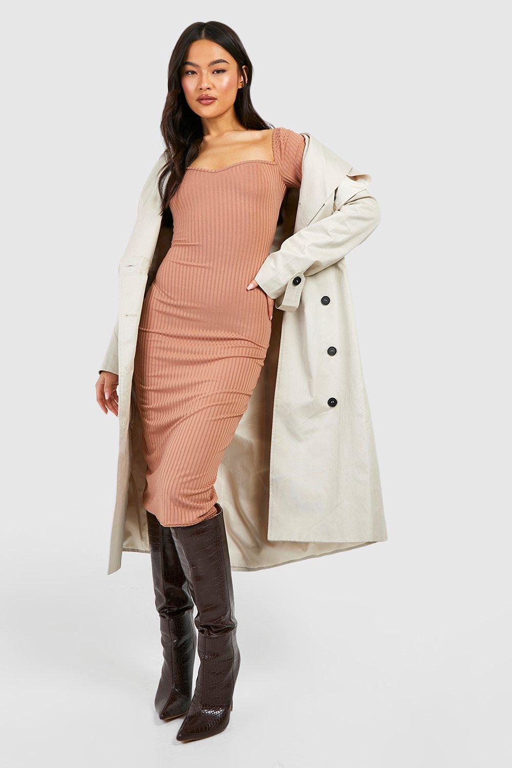 Sweetheart Rib Midi Sweater Dress