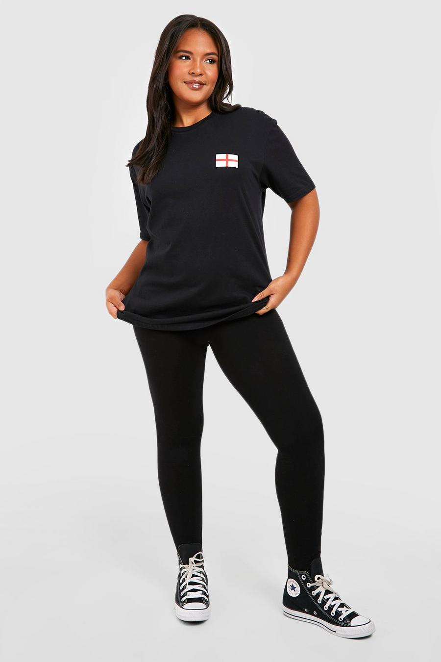 Camiseta Plus con estampado de fútbol y bandera de Inglaterra, Black image number 1
