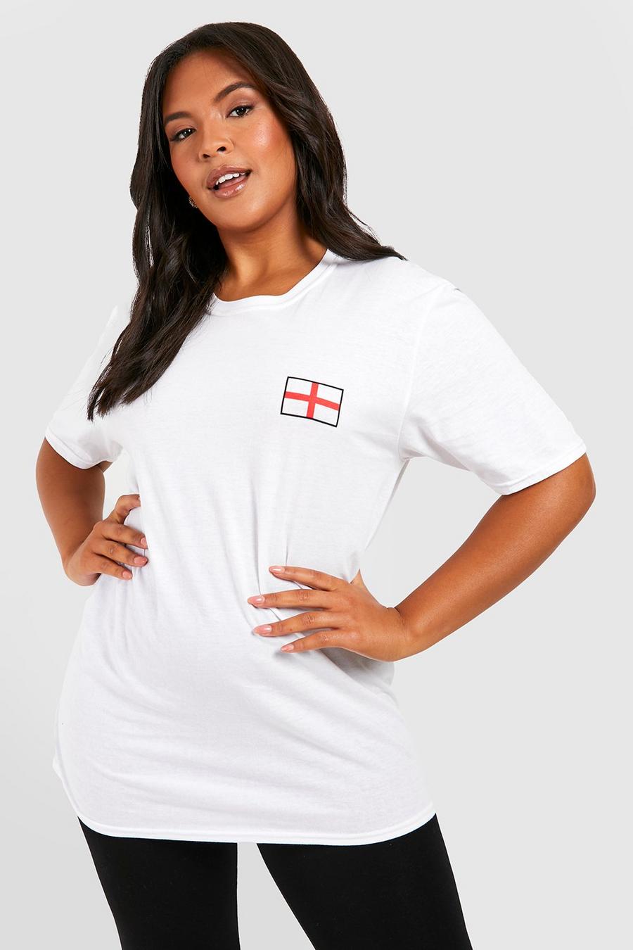 Camiseta Plus con estampado de fútbol y bandera de Inglaterra, White