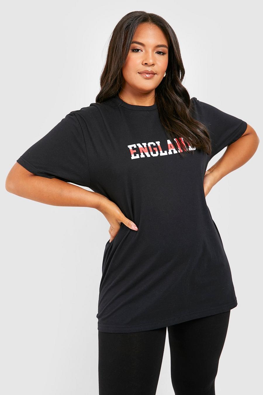 Camiseta Plus con estampado de fútbol England, Black image number 1