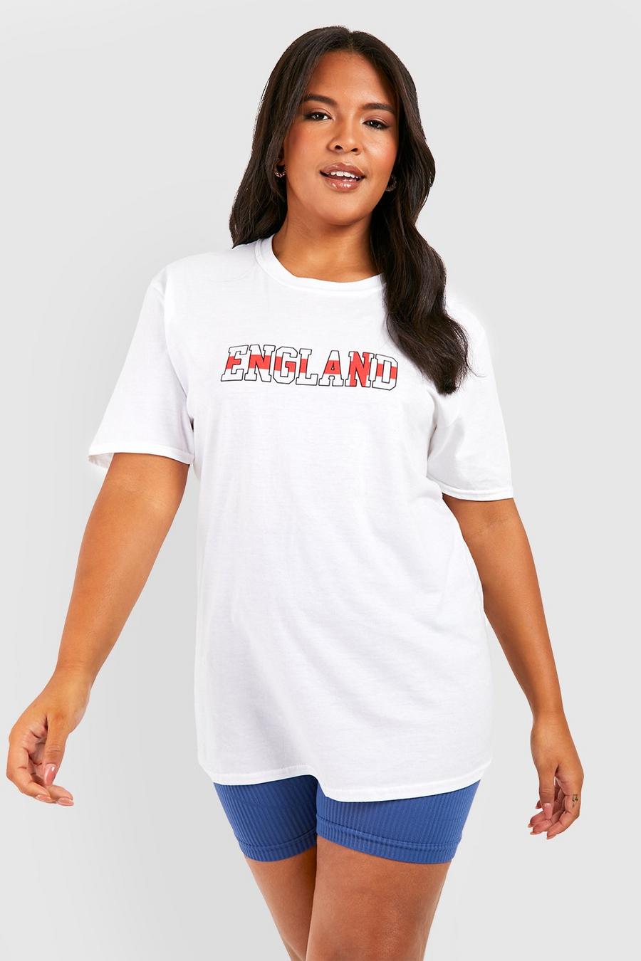 Grande taille - T-shirt à slogan England, White weiß